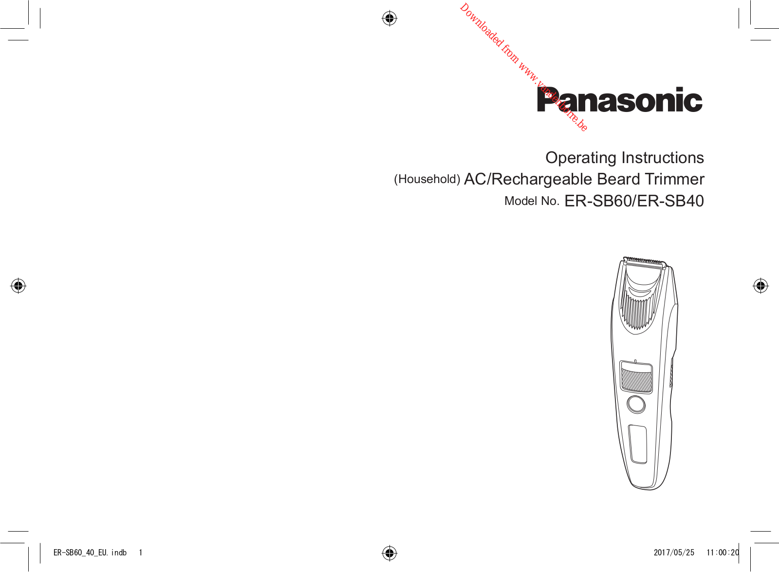 PANASONIC ER‑SB60, ER‑SB40 User Manual