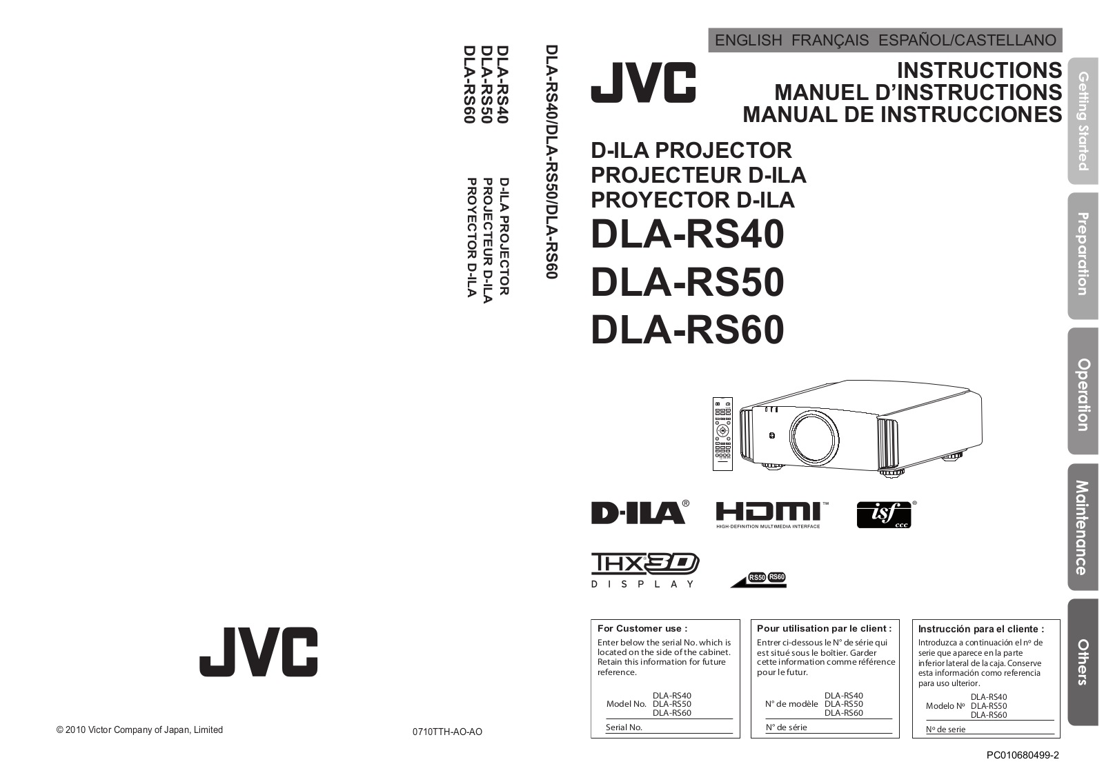 JVC DLA-RS50 User Manual