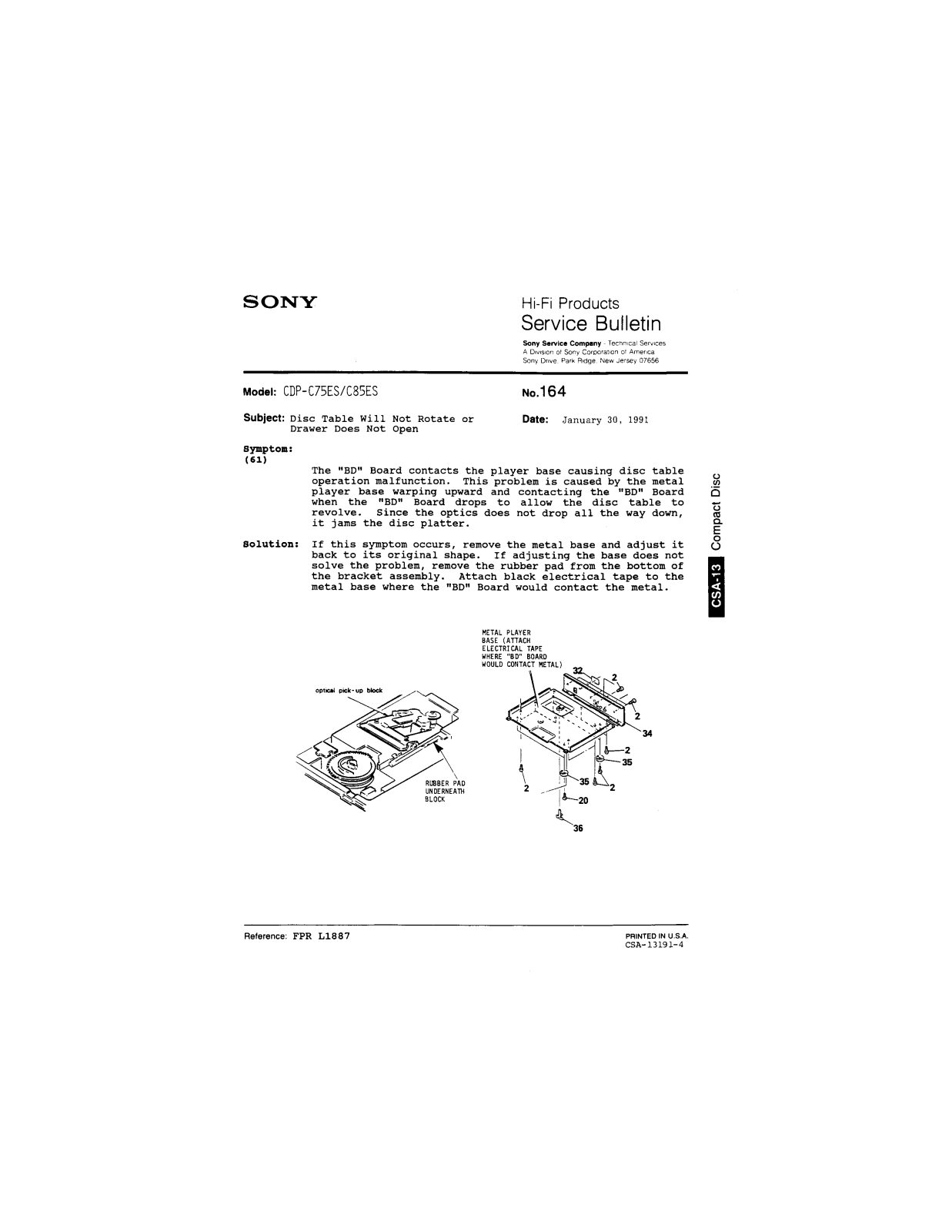 Sony CDP-C75ES, CDP-C85ES Service Manual
