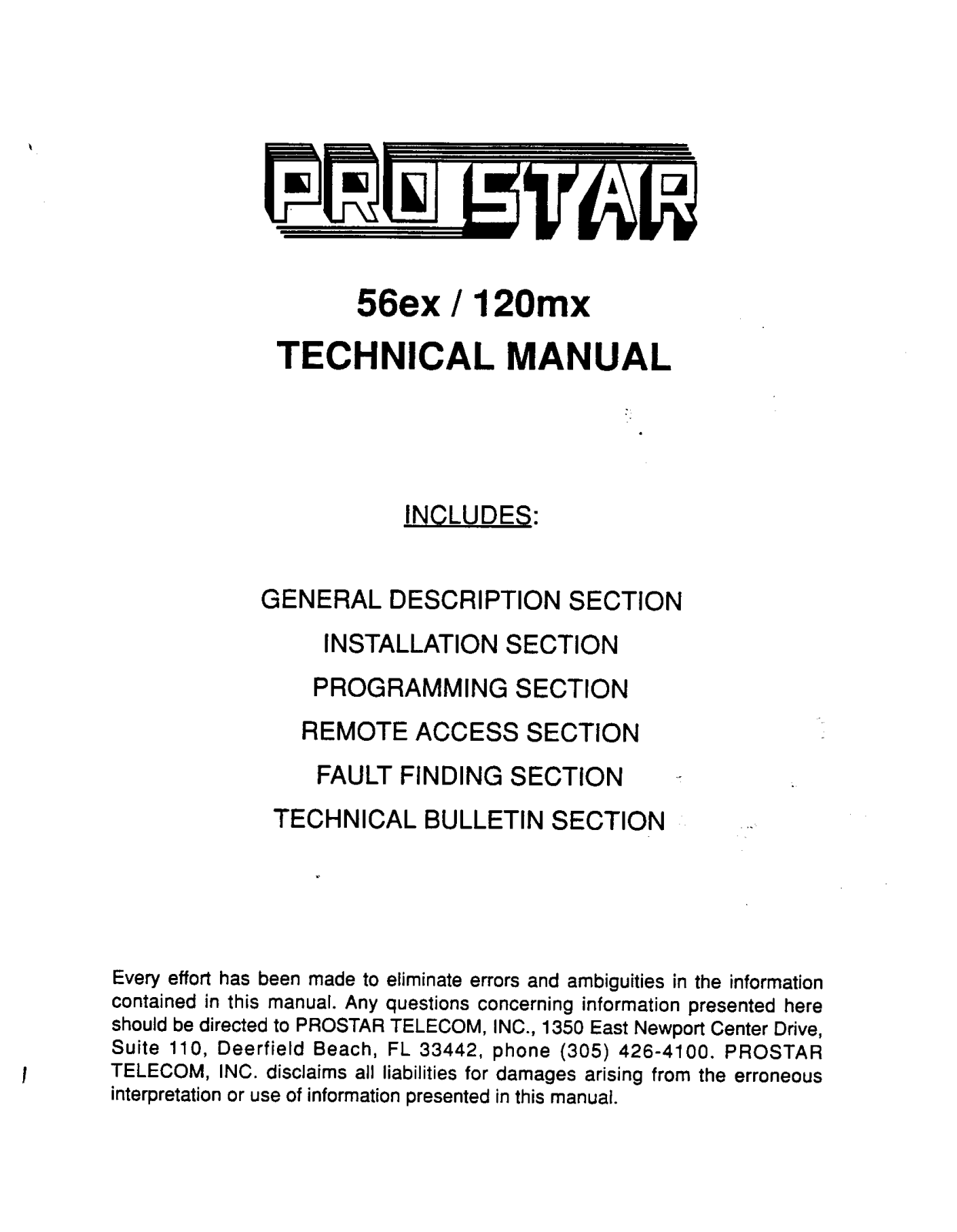 Samsung Prostar 56ex, Prostar 120mx Service Manual