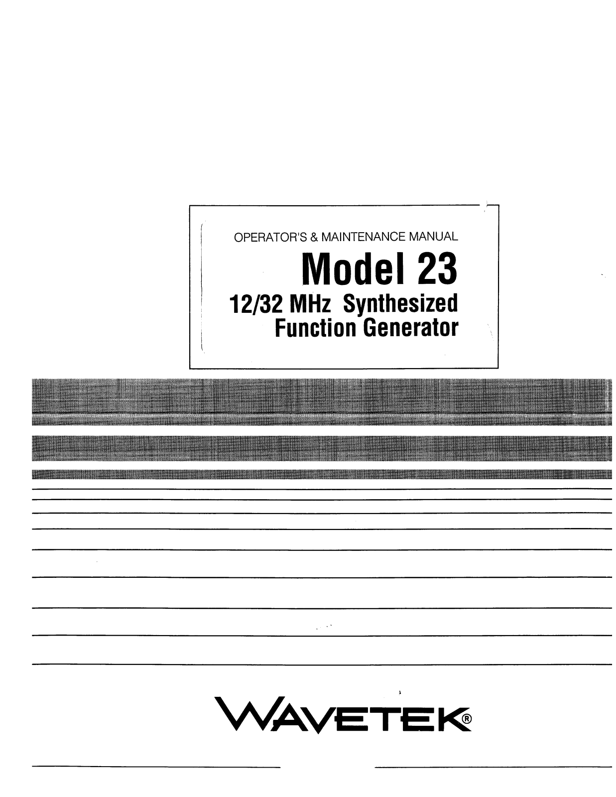 Wavetek 23 Service manual