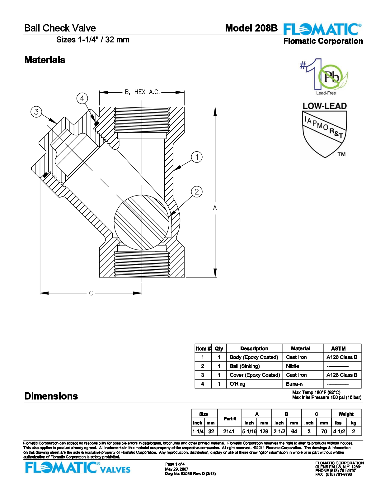 Flomatic 208B Parts List