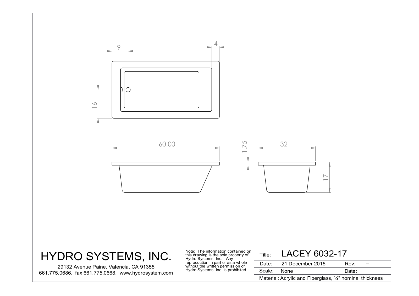 Hydro Systems LACEY 6032-17 Shematics