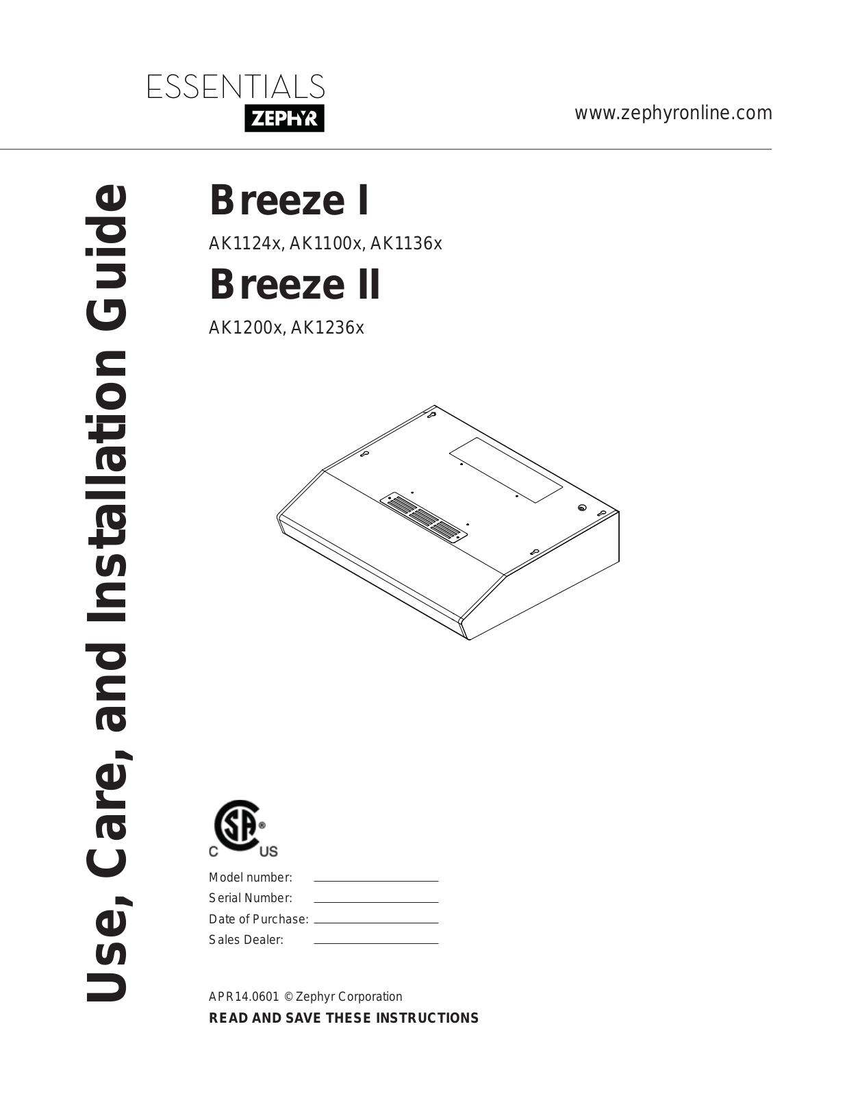 Zephyr AK1136S User Manual