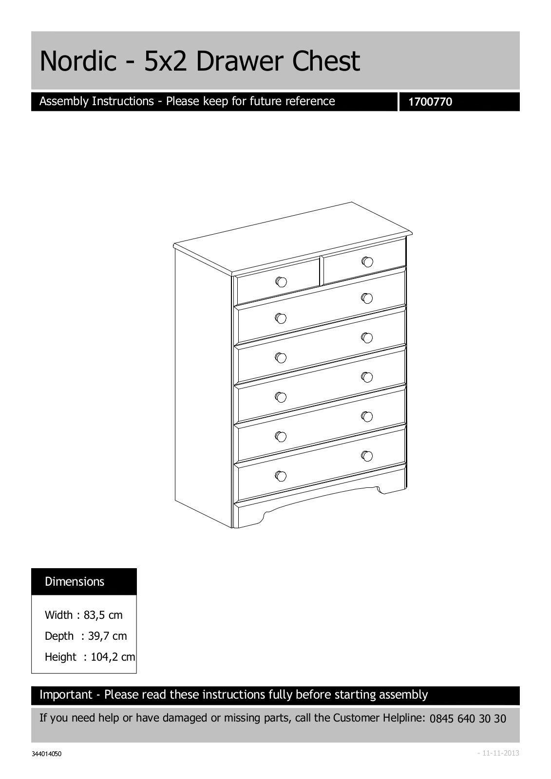 Argos 3440140050000F ASSEMBLY INSTRUCTIONS