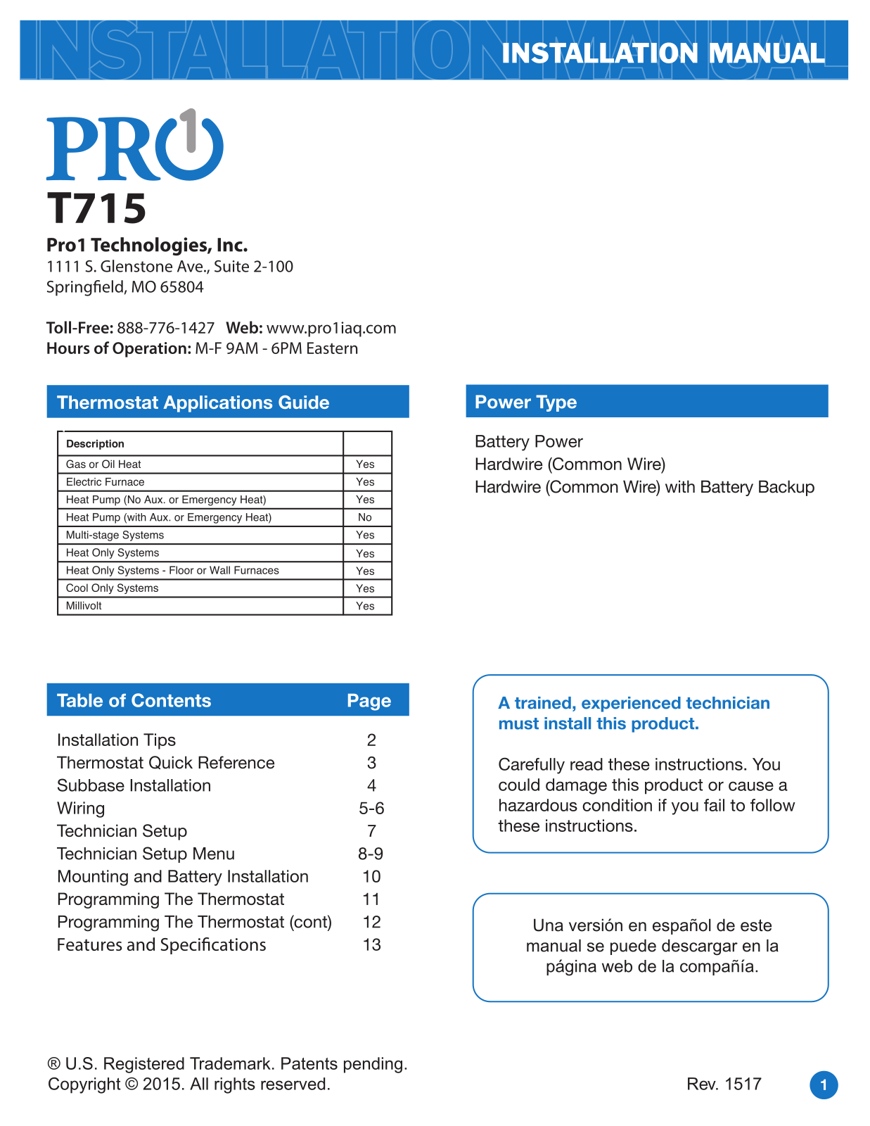 Pro1 T715 User Manual