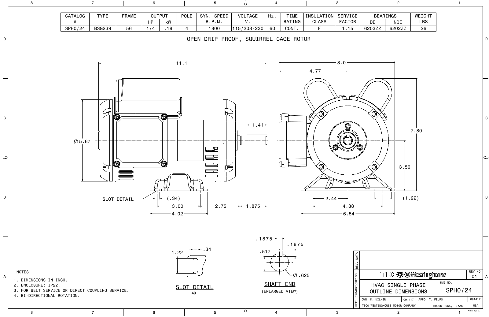 Teco SPH0/24 Reference Drawing