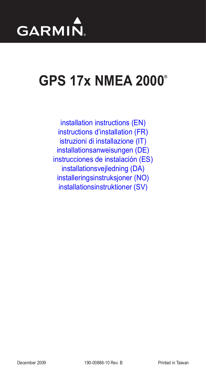 GARMIN GPS 17X NMEA 2000 User Manual