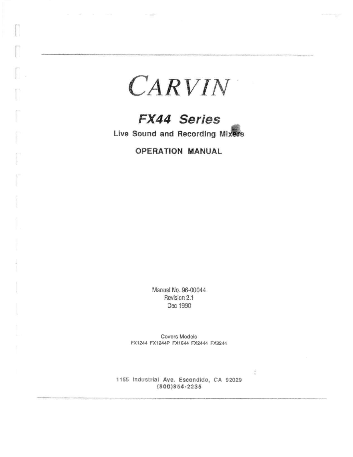 Carvin FX44 User Manual