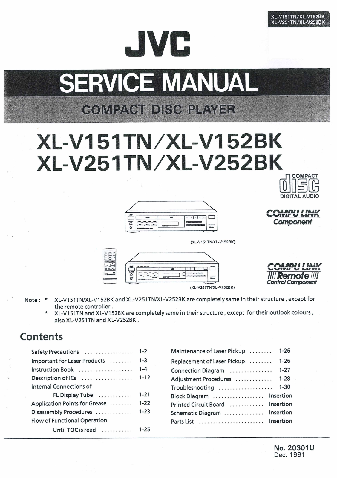 JVC XLV-151-TN, XLV-152-BK, XLV-252-BK, XLV-251-TN Service manual