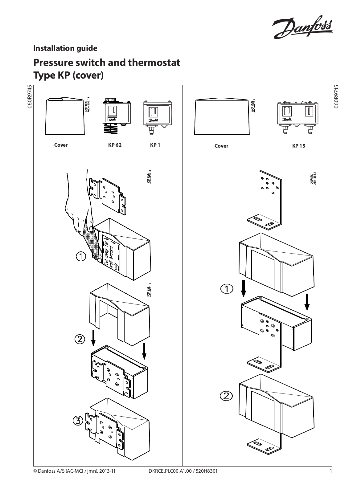 Danfoss KP 62, KP 1, KP 15 Installation guide