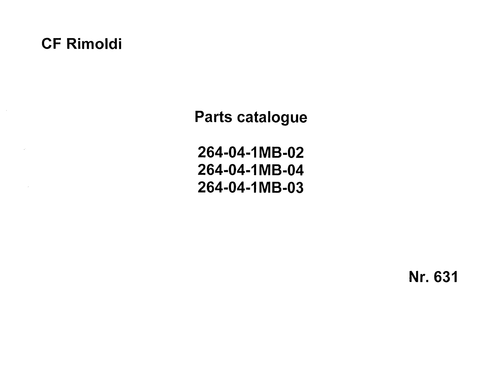 Rimoldi 264-04-1MB-02, 264-04-1MB-04, 264-04-1MB-03 Parts List