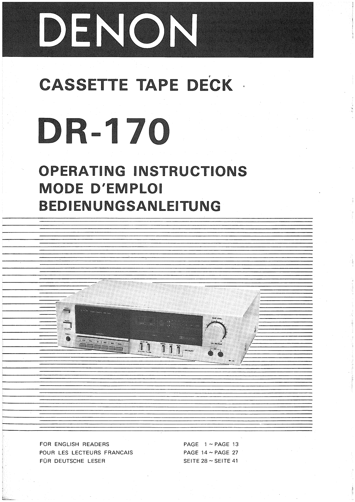 Denon DR-170 Owner's Manual