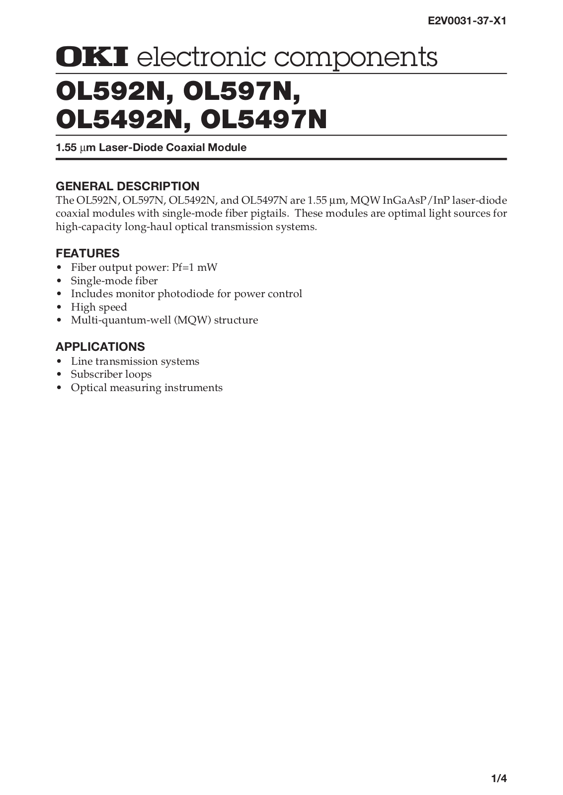 OKI OL592N, OL5497N, OL5492N, OL597N Datasheet