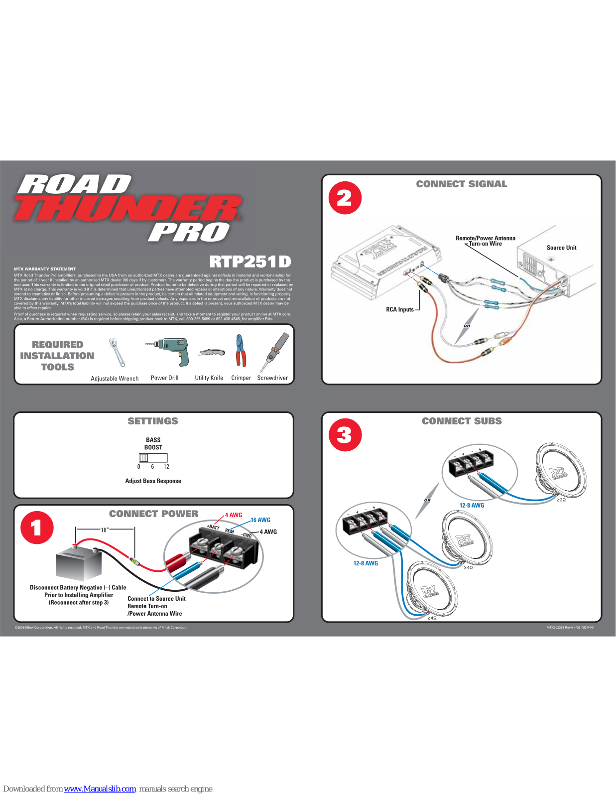 MTX Road Thunder RTP251D, Road Thunder Pro RTP251D Connection Manual