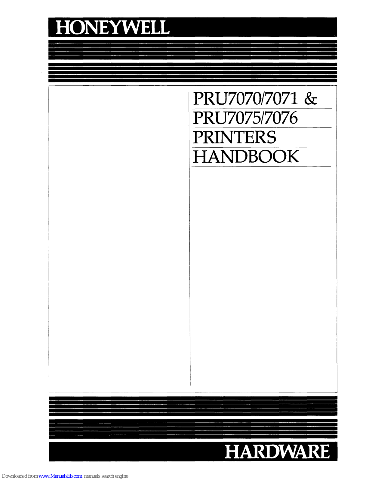 Honeywell PRU7070, PRU7071, PRU7075, PRU7076 Handbook - ManualMachine.com