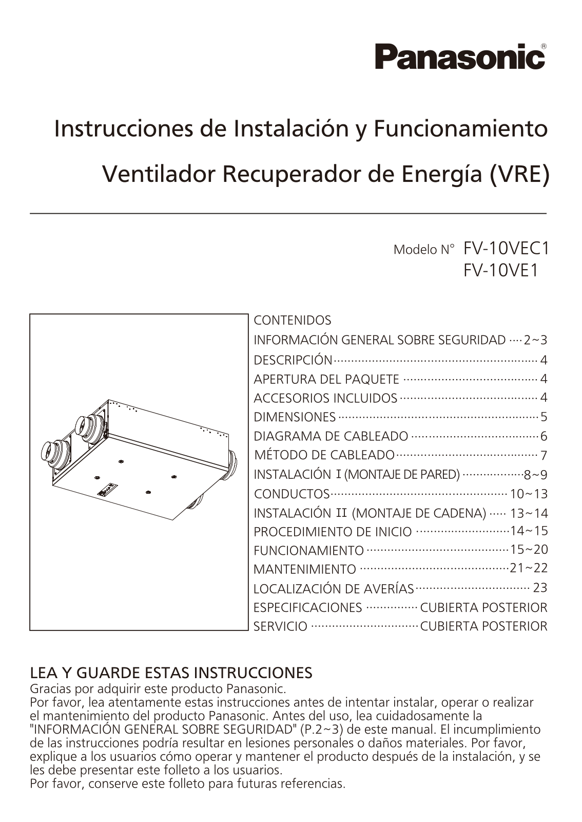 Panasonic FV-10VEC1, fv-10ve1, FV-10VEC1 Sp service manual