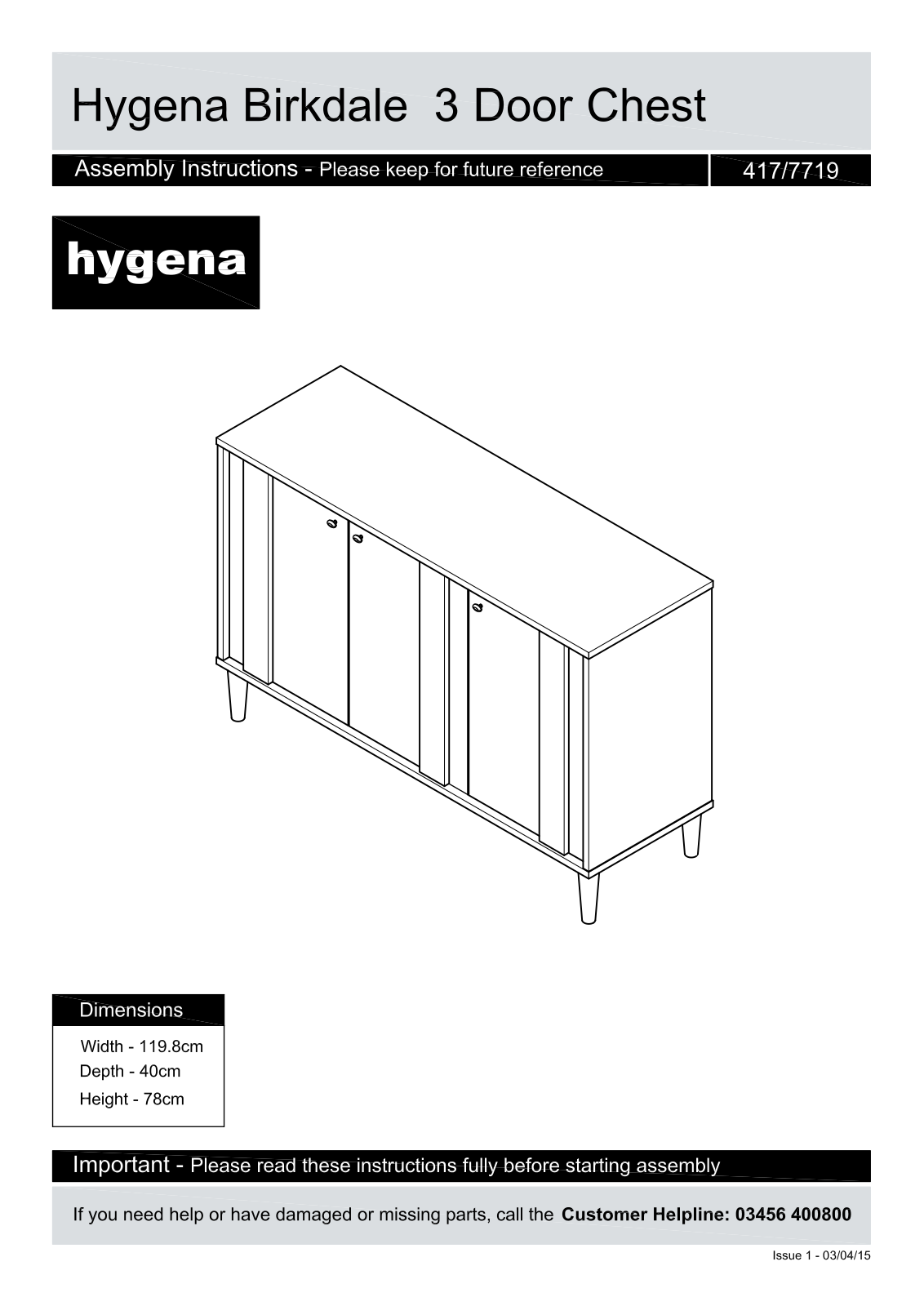 Hygena 417-7719 Instruction manual