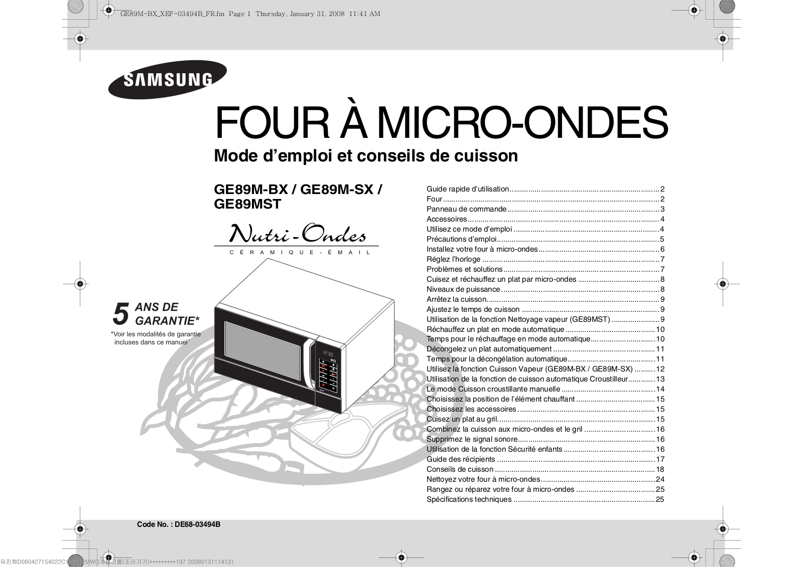 SAMSUNG GE89M-SX User Manual