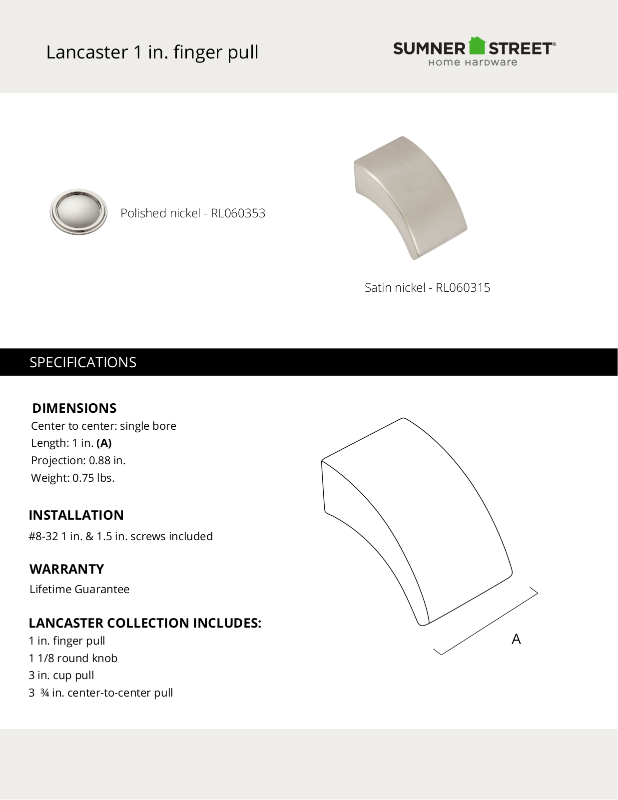 Sumner Street Home Hardware CTHD1076 Specifications - ManualMachine.com