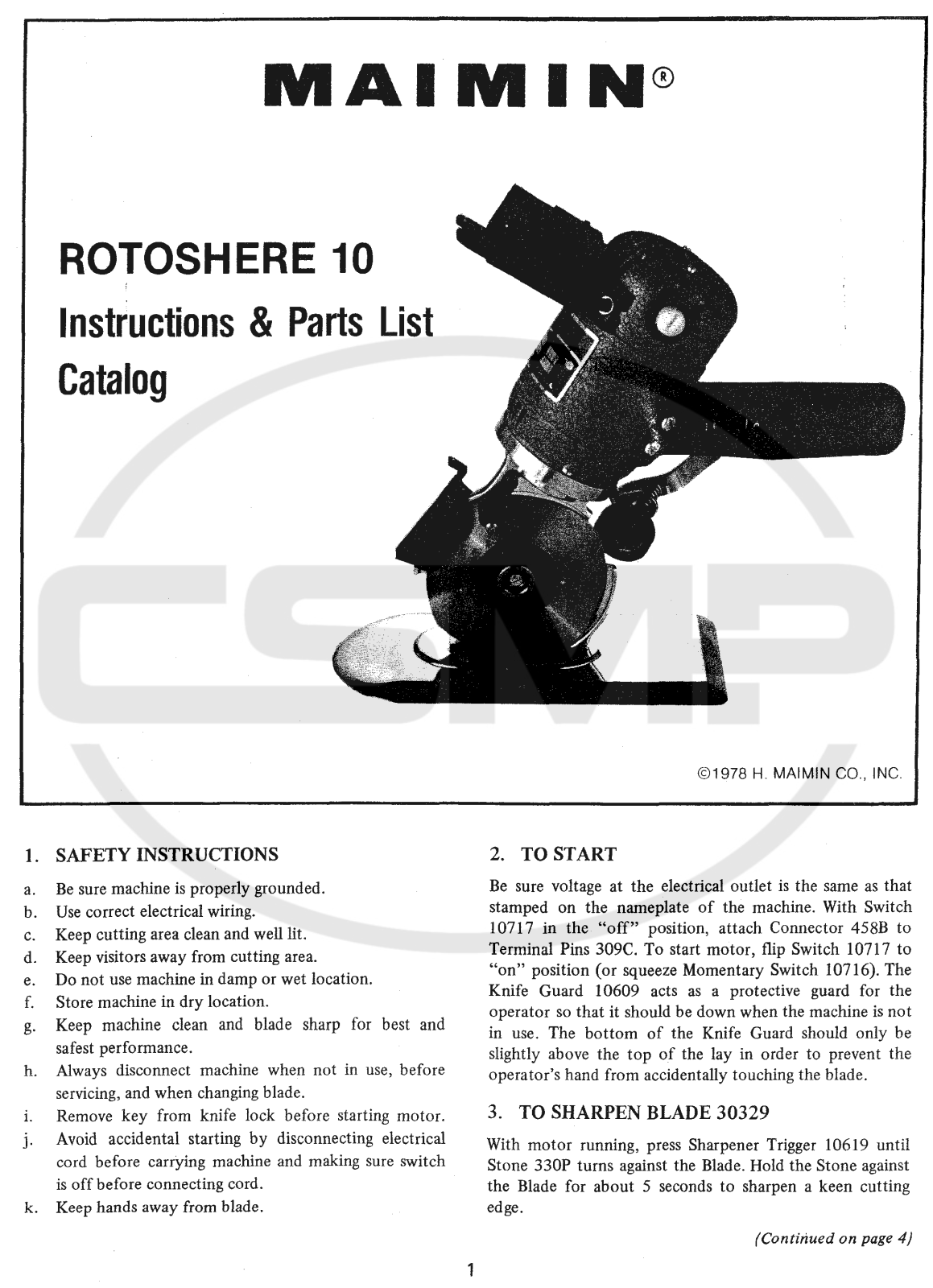 Maimin ROTOSHERE_10 Parts Book