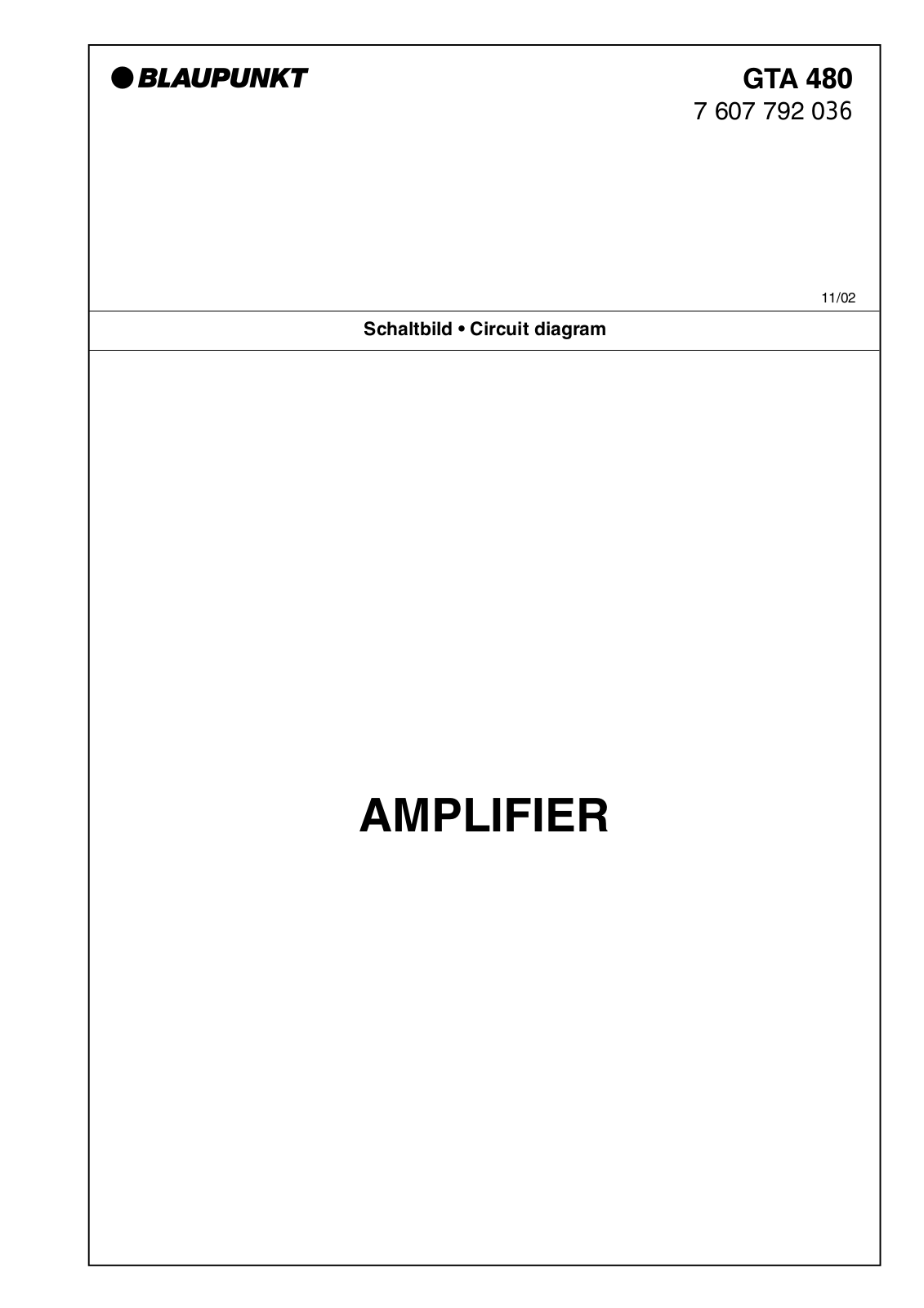 BLAUPUNKT GTA 480 Service Manual