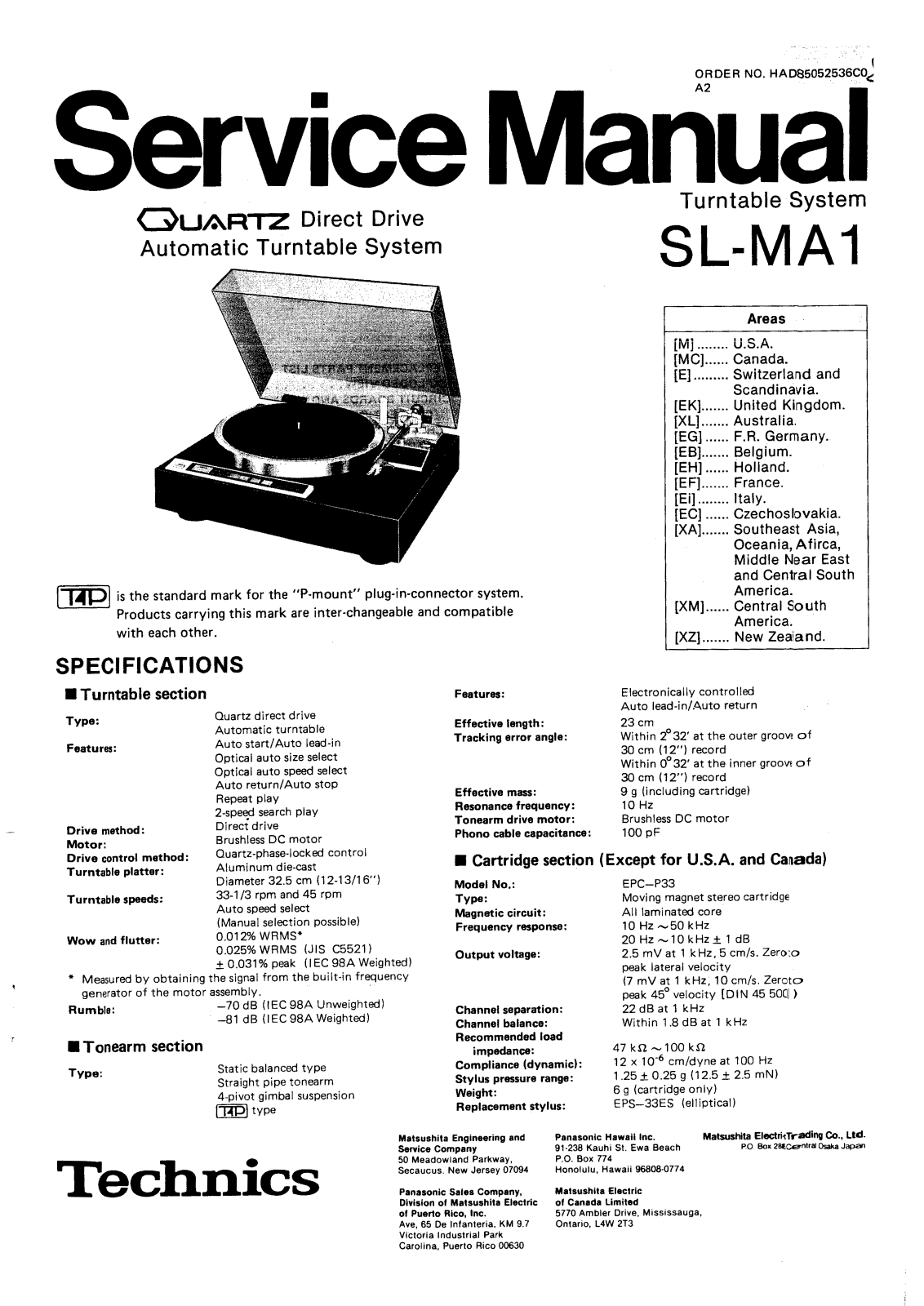 Technics SL-MA-1 Service Manual