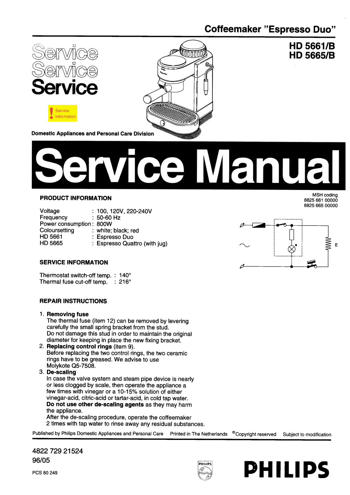 Philips HD5661B Service Manual