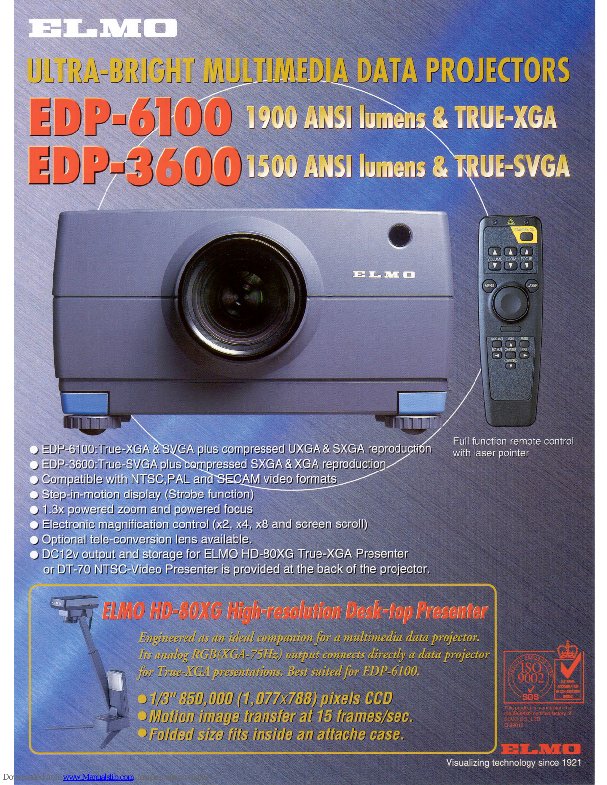 Elmo EDP-3600, EDP-6100 Specifications