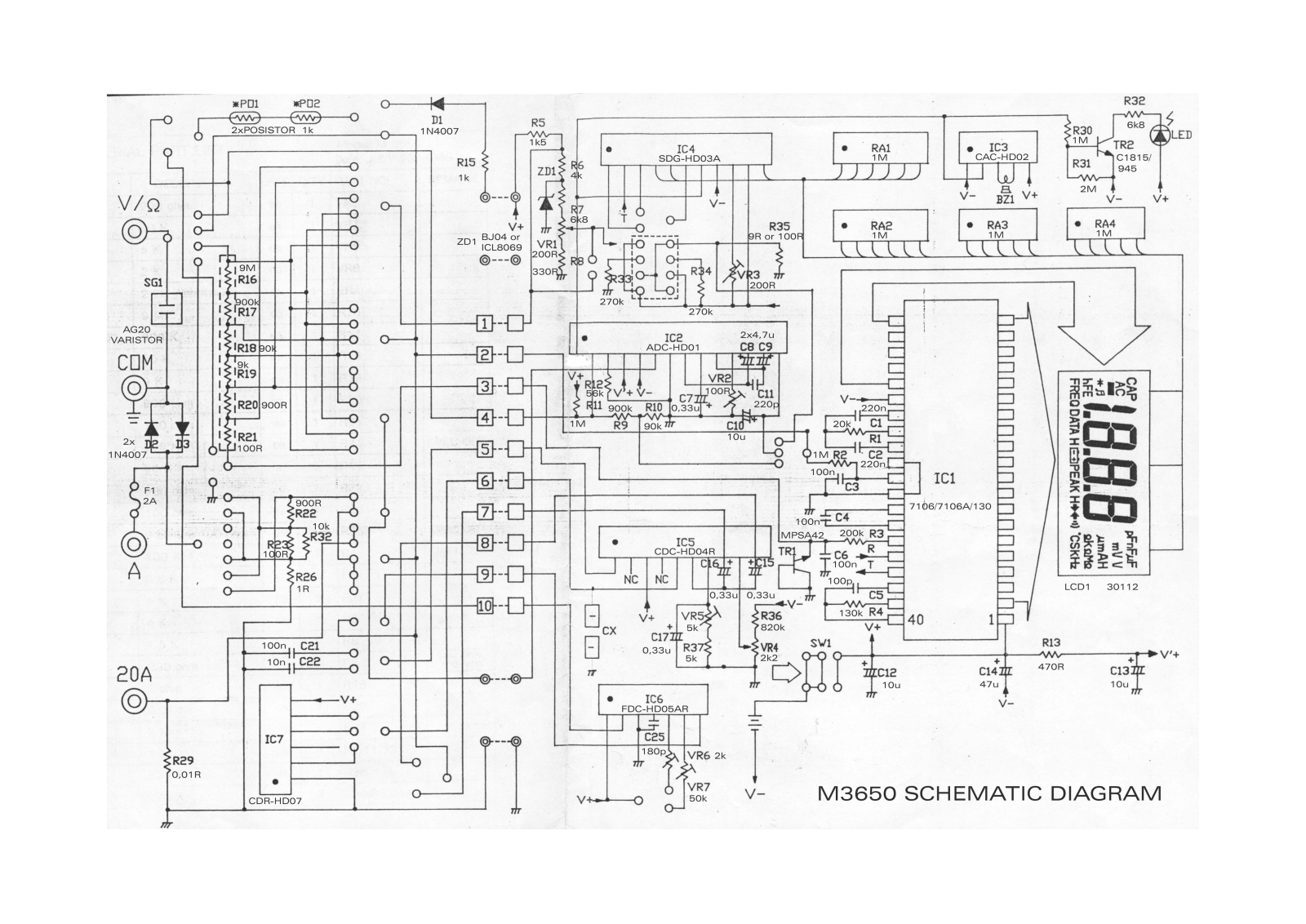 Metex M3650 Cirquit Diagram