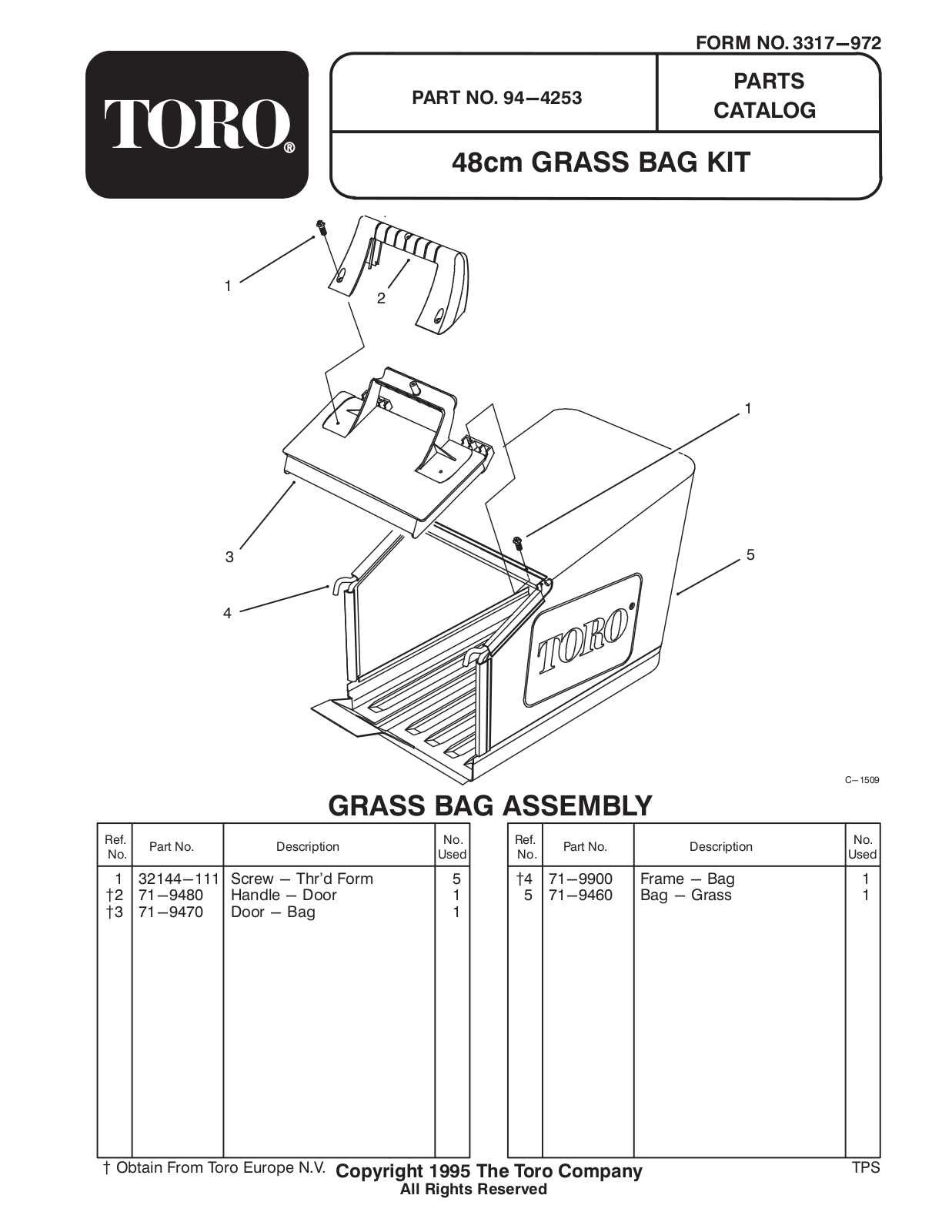 Toro 94-4253 Parts Catalogue