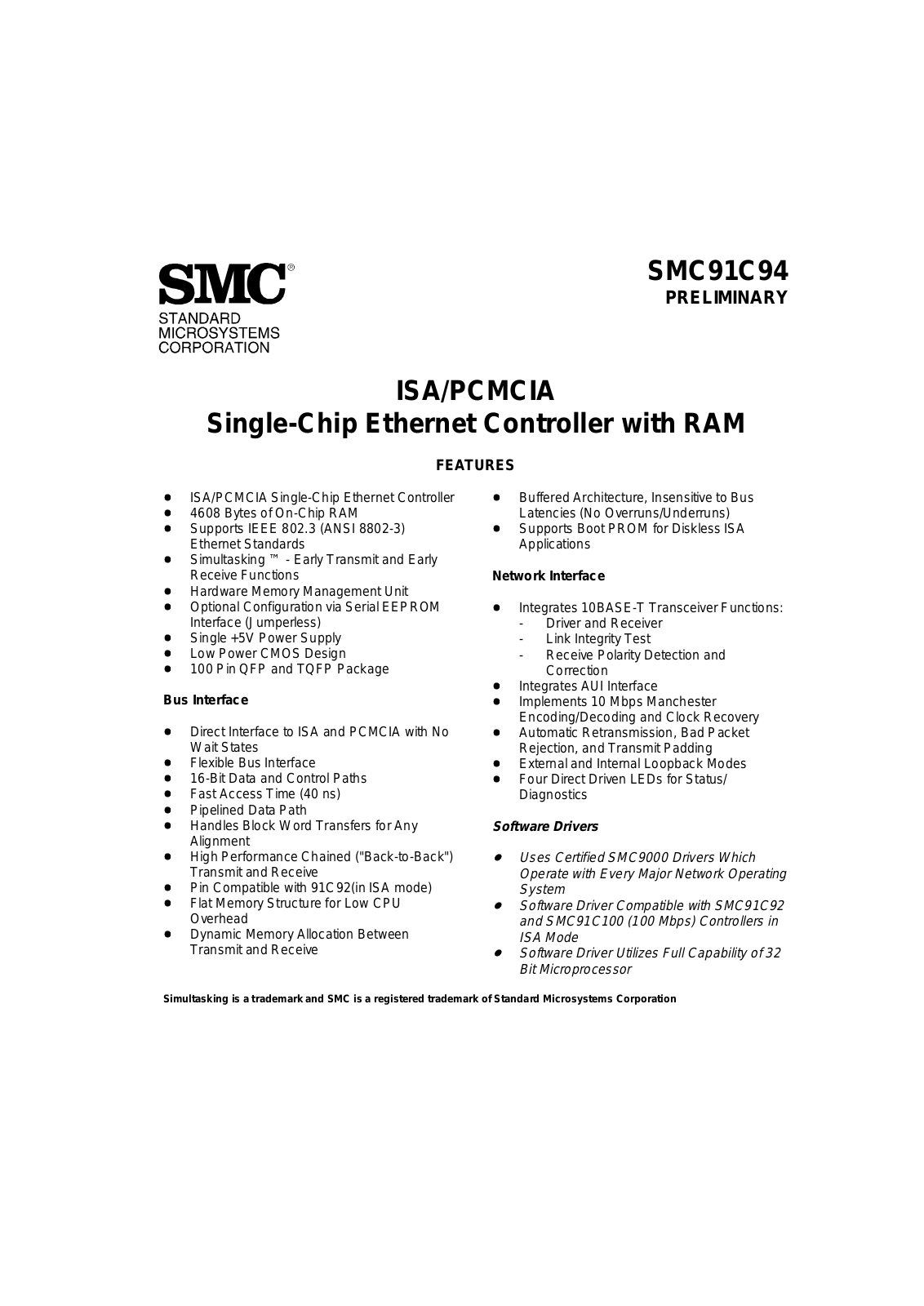 SMSC SMC91C94 Datasheet