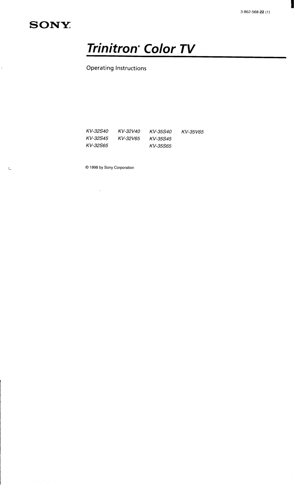 Sony KV-32S45, KV-32S65, KV-32V40, KV-32V65, KV-35S40 Operating Instruction