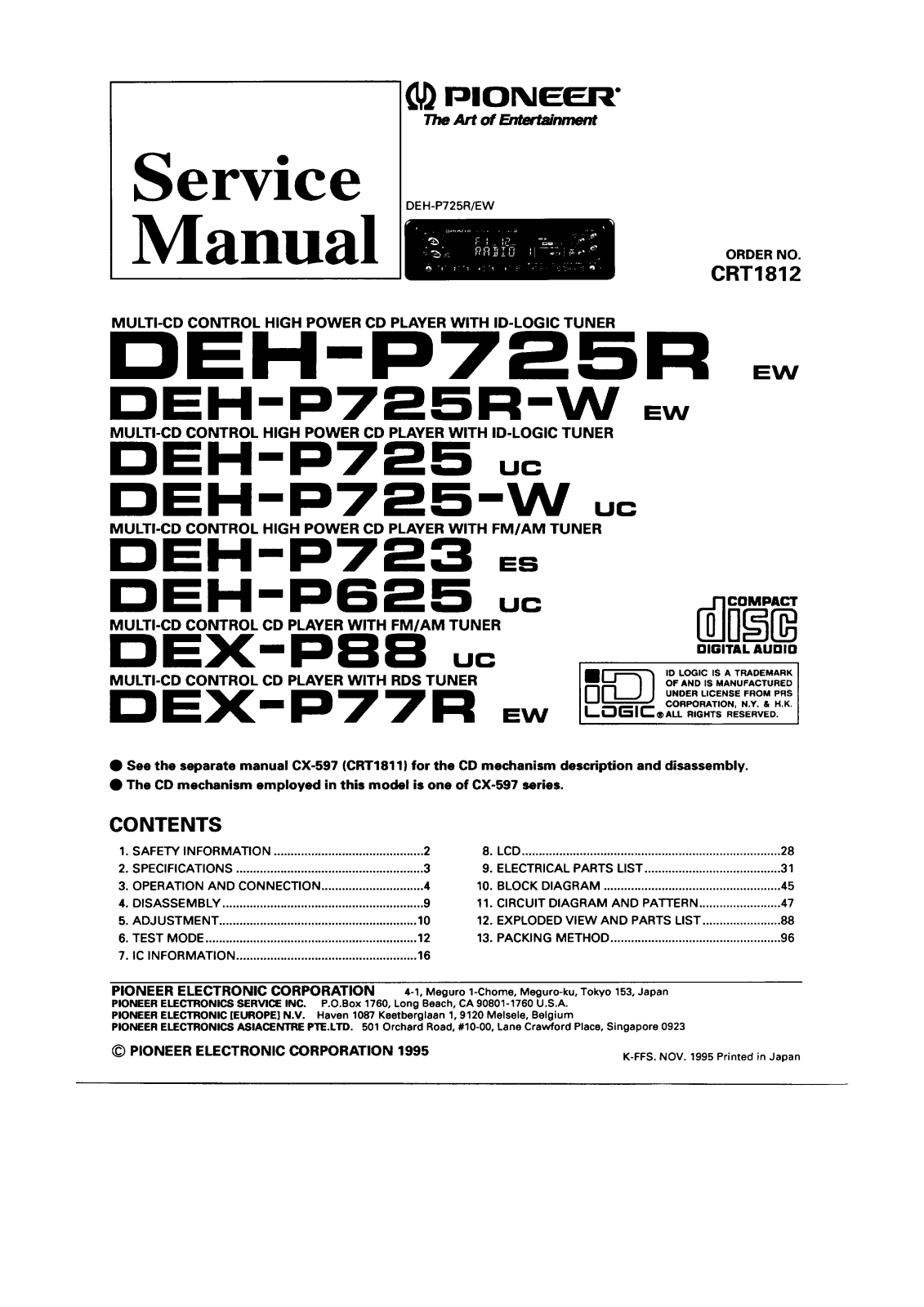Pioneer DEHP-625, DEHP-723, DEHP-725, DEHP-725-R, DEHP-725-RW Service manual