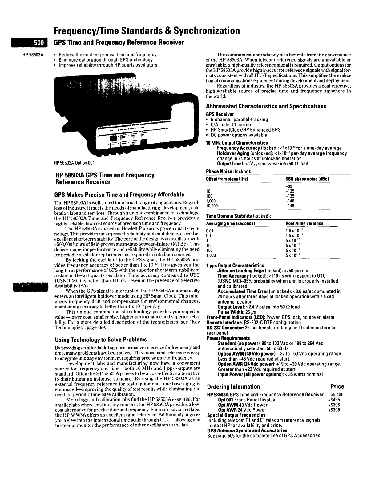 Agilent 58503A Data Sheet