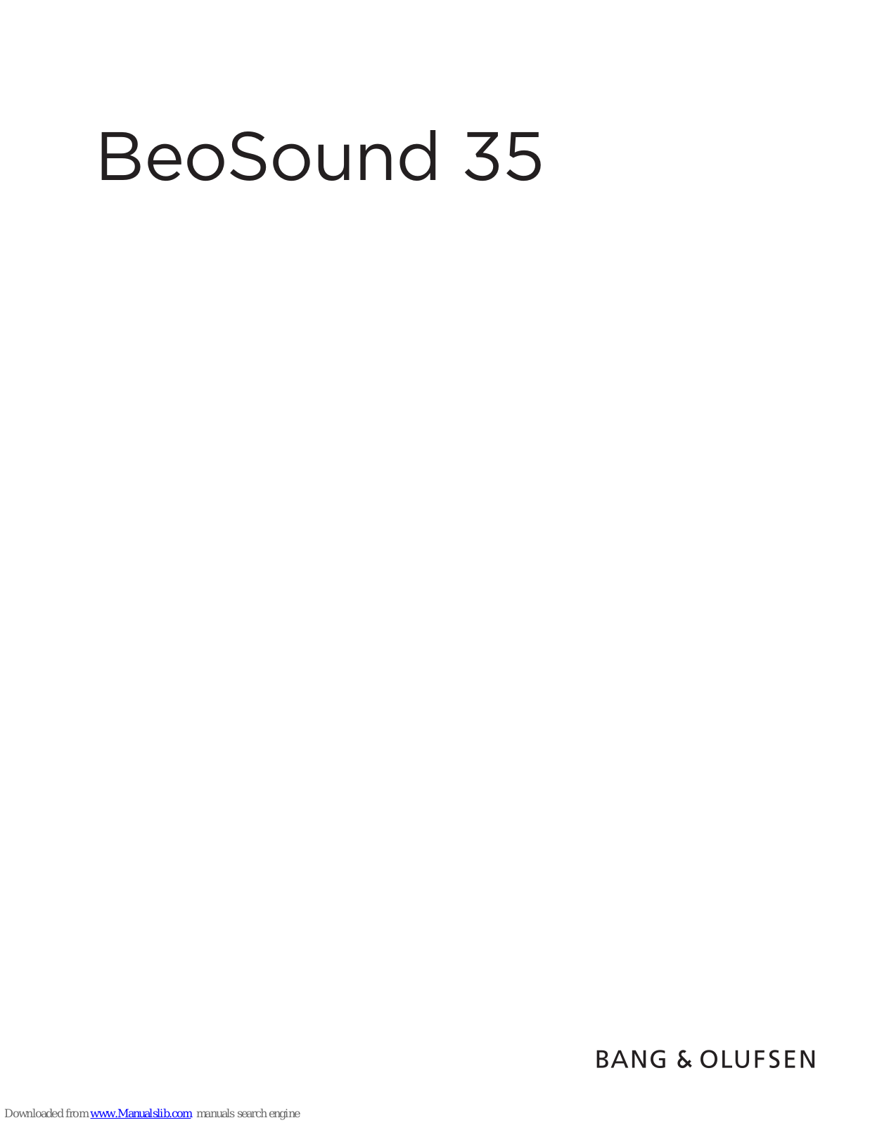 Bang & Olufsen BeoSound 35 User Manual