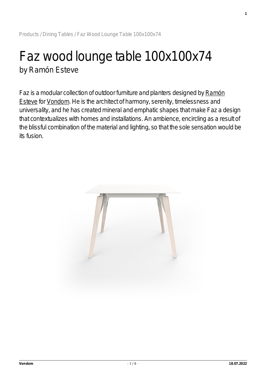 Vondom UCZW3108 Specifications - ManualMachine.com