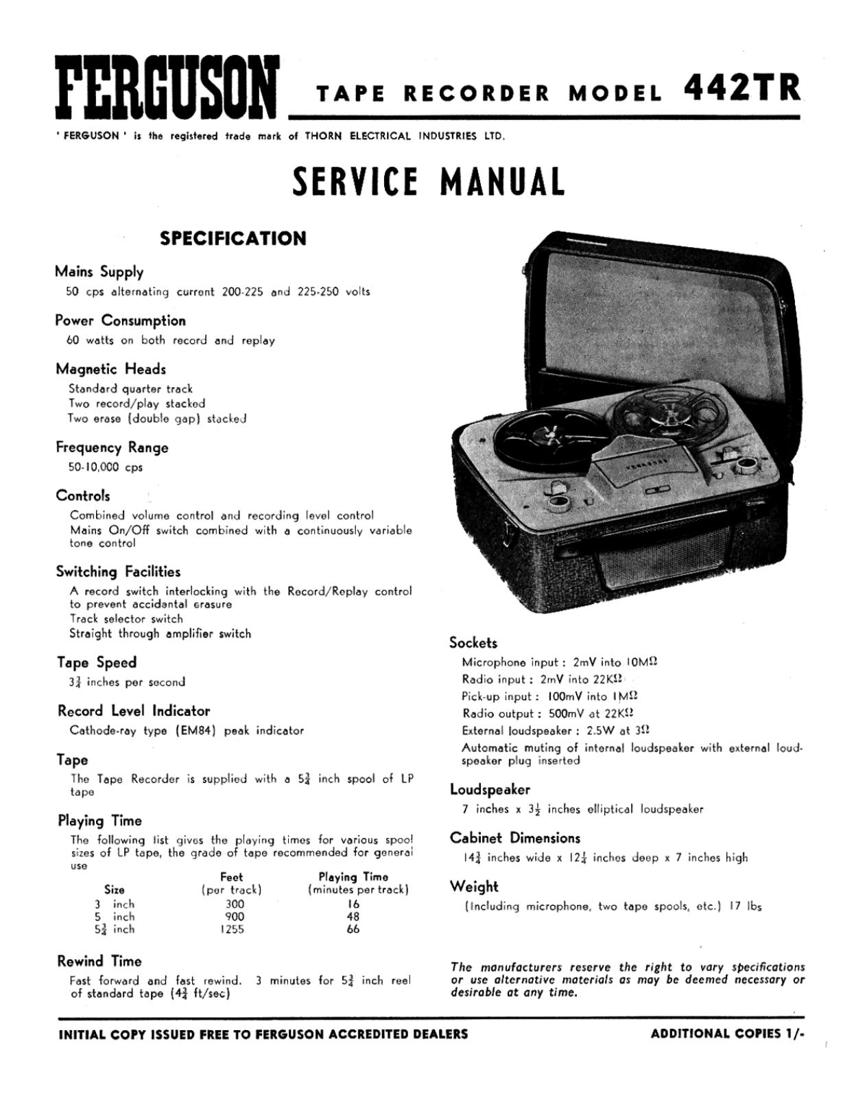 Ferguson 442-TR Service manual