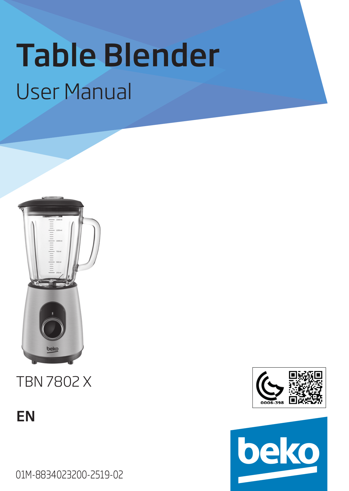 Beko TBN7802X (UK) User Manual