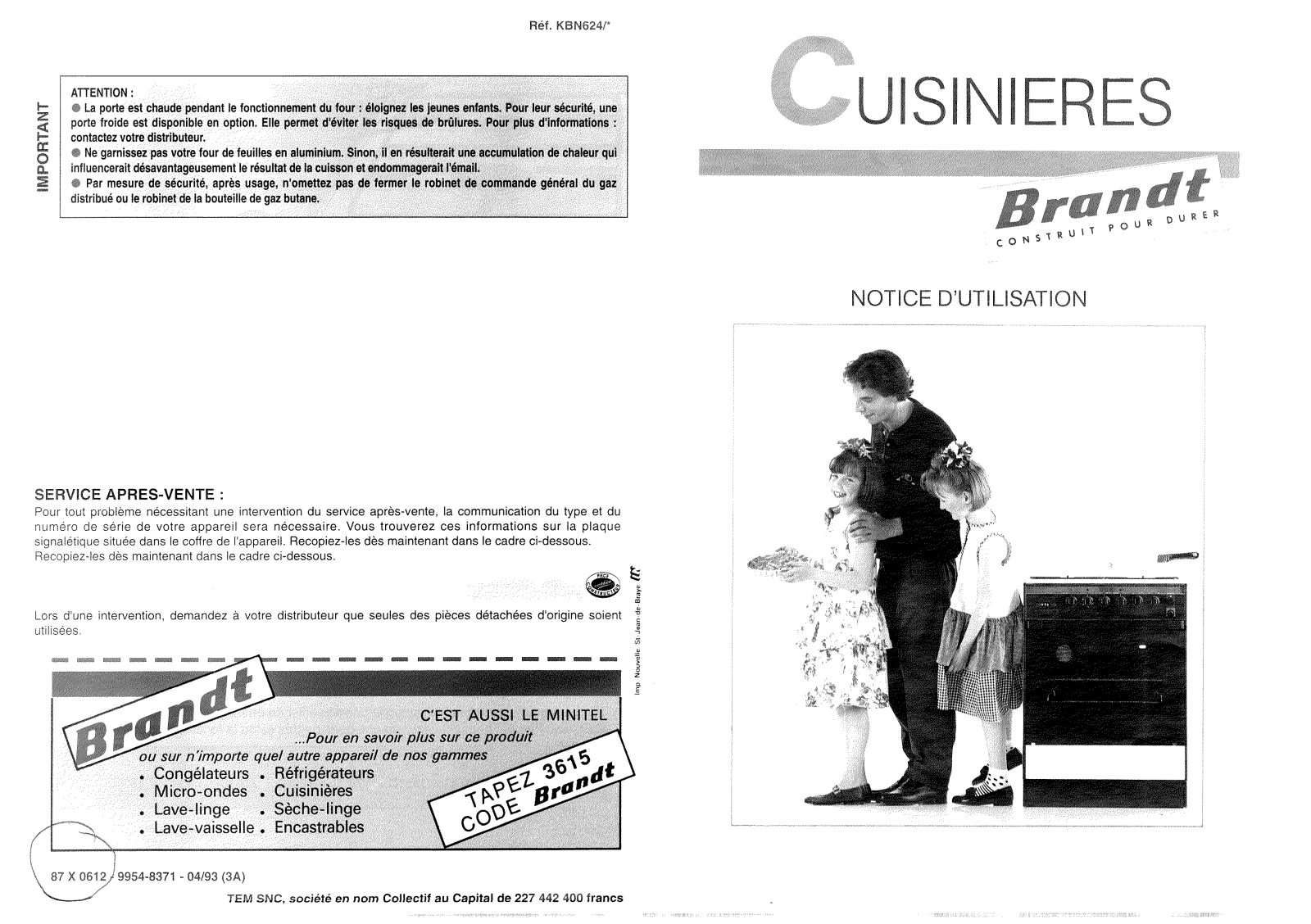BRANDT KBN624 User Manual