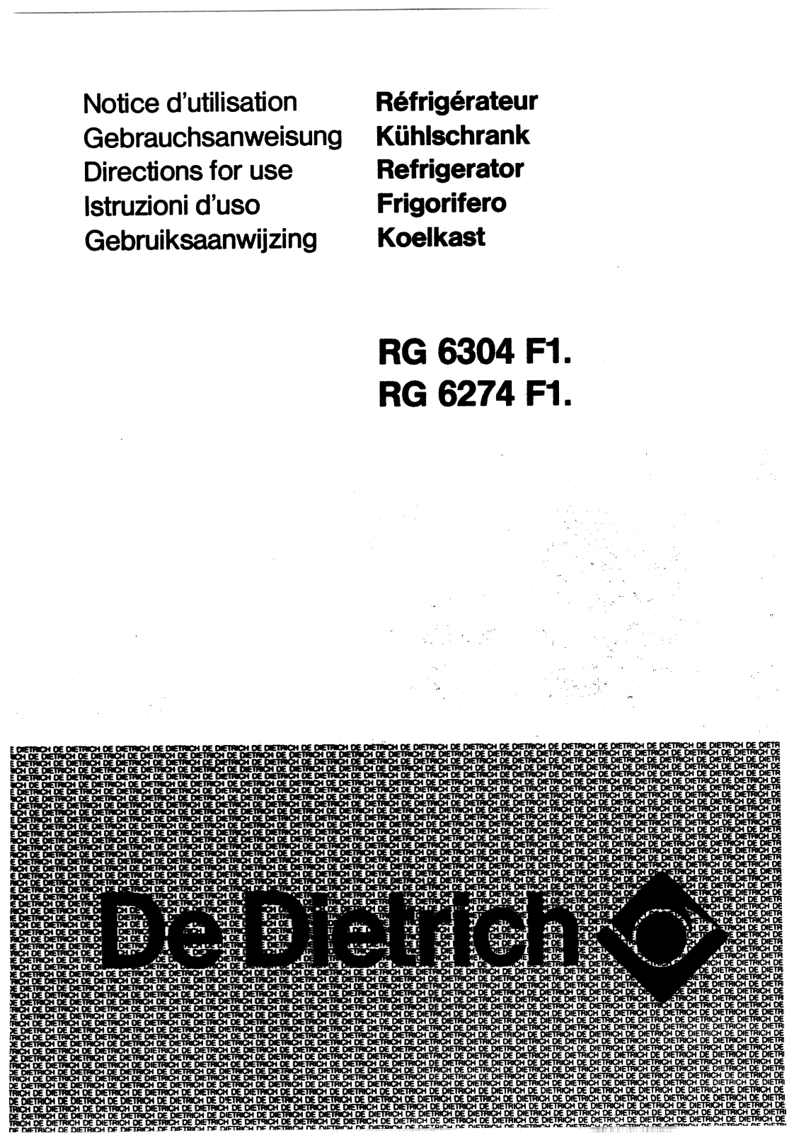 De dietrich RG6274F1, RG6304F1 User Manual