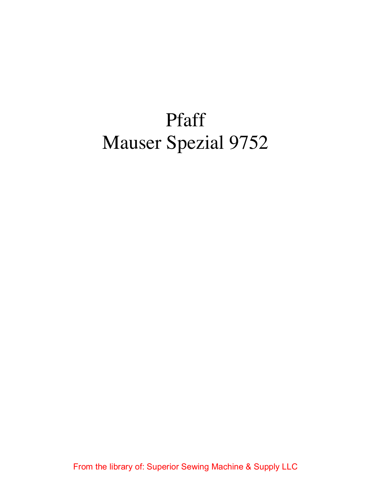 Mauser Spezial 9752 User Manual