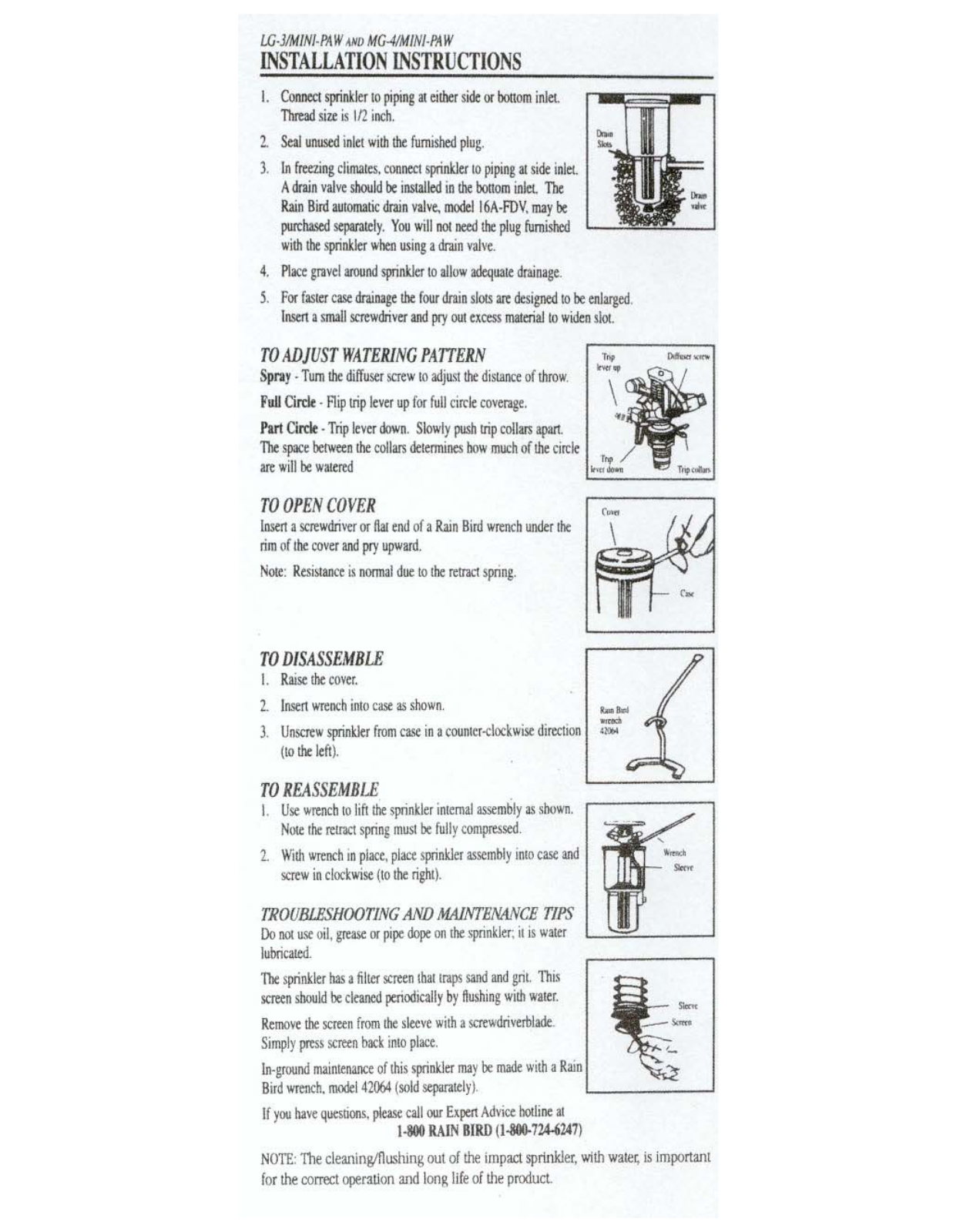 Rain bird MG-4-MINI-PAW, LG-3-MINI-PAW User Manual