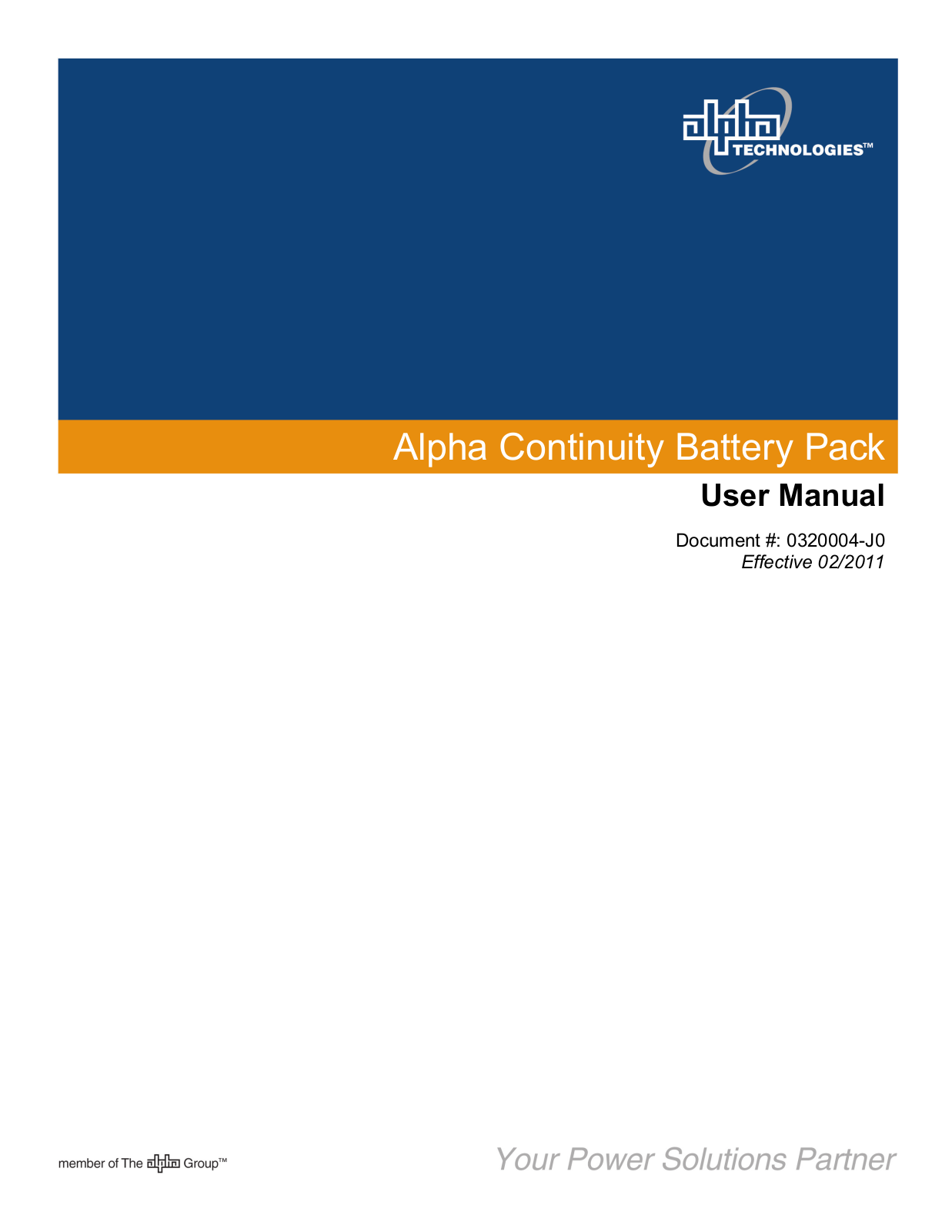 Alpha Continuity Battery Pack User Manual