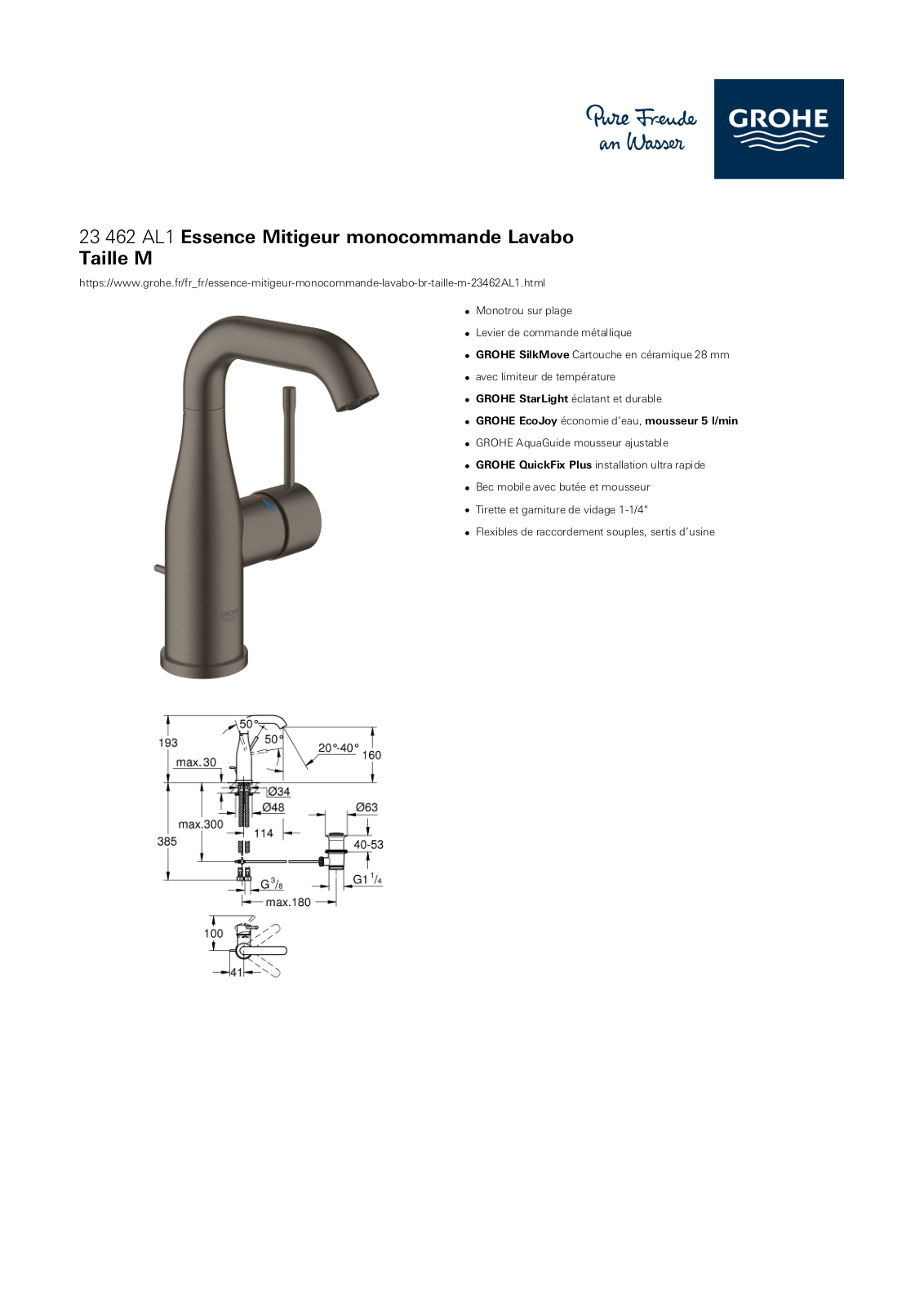 Grohe 23462AL1 Specification - ManualMachine.com