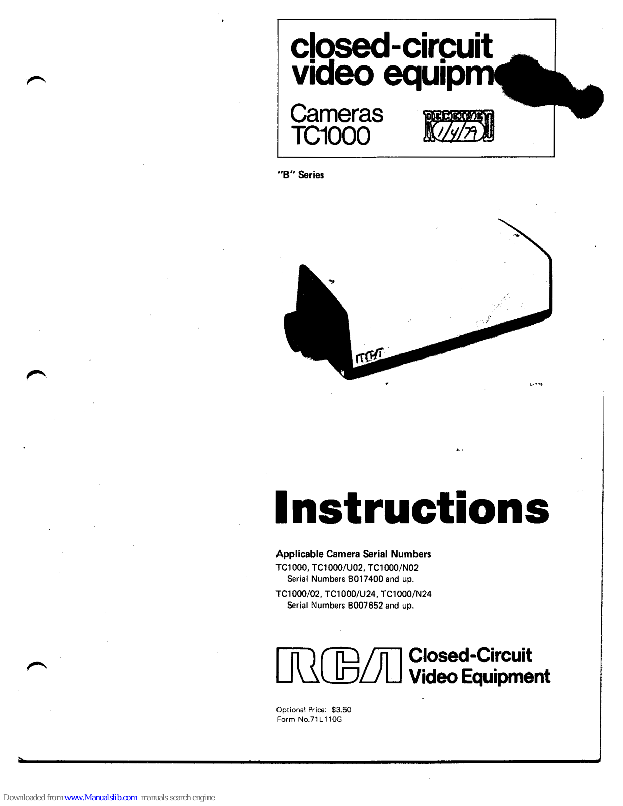 RCA TC1000, TC1000/02, TC1000/N02, TC1000/N24, TC1000/U02 Instructions Manual