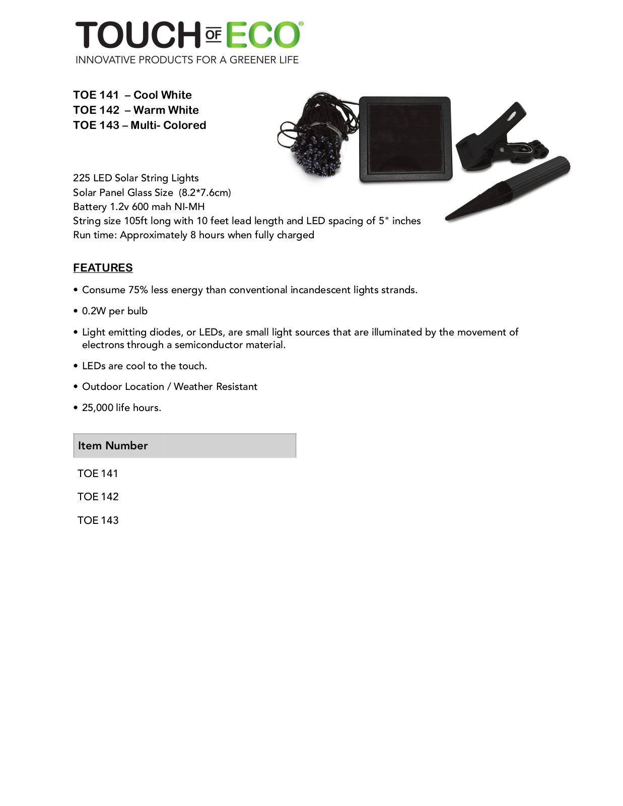 Touch of ECO EUCH1191 Specifications - ManualMachine.com