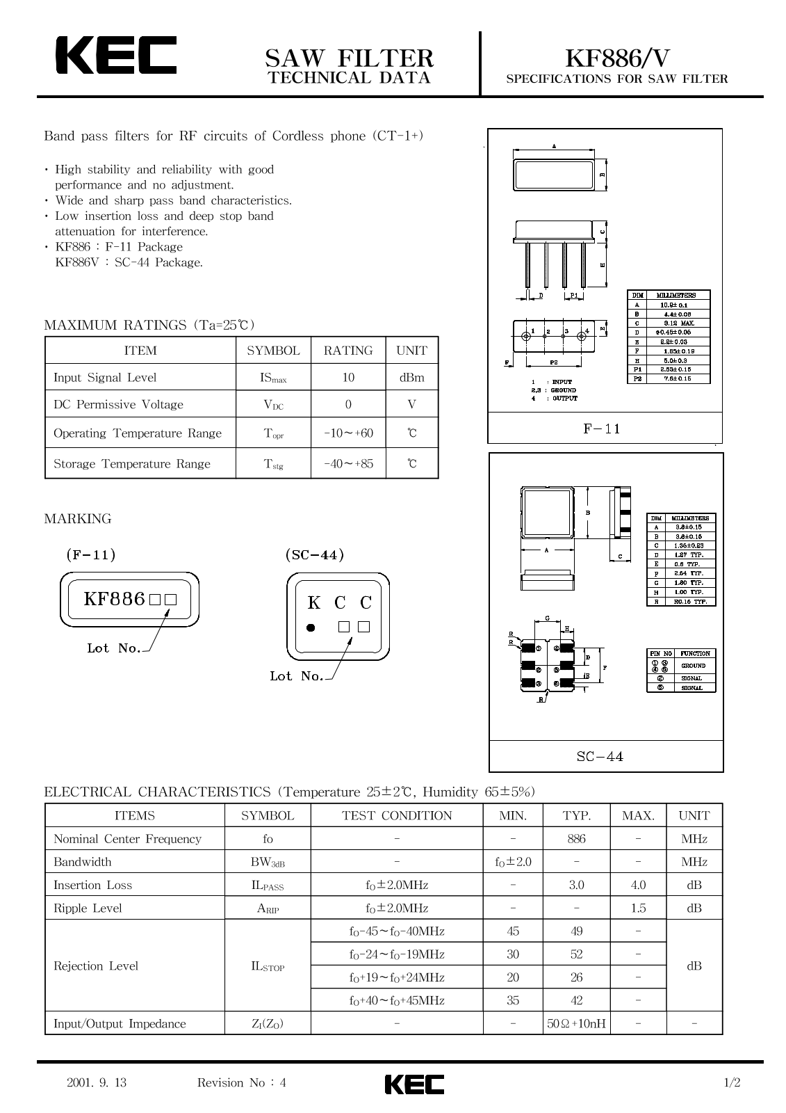 KEC KF886V, KF886 Datasheet