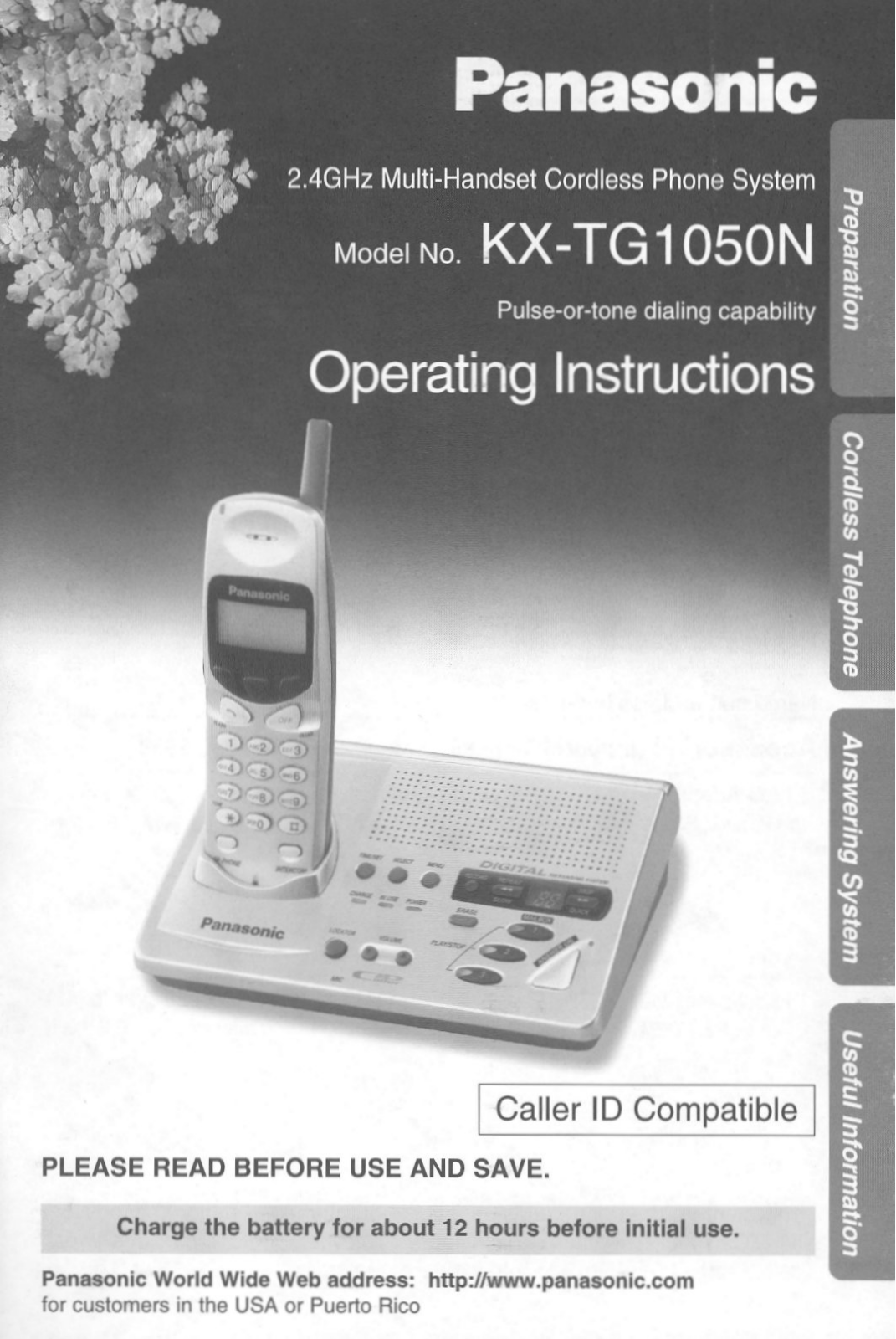 Panasonic kx-tg1050 Operation Manual