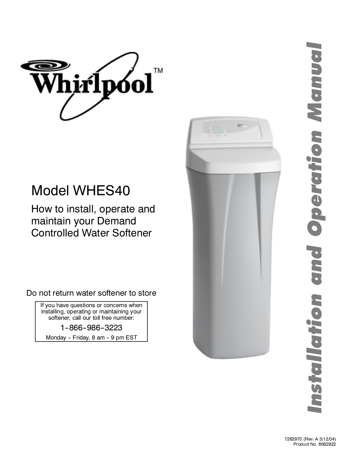 Whirlpool WHES40 Owner's Manual